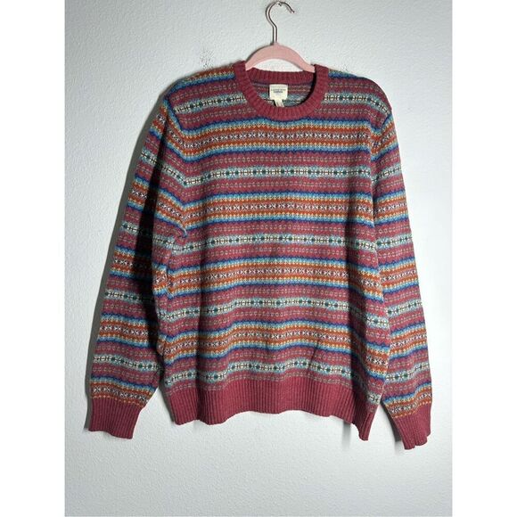Lands’ End Canvas Wool Blend Fair Isle Island Pattern Sweater Size L - Picture 1 of 10